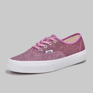 Vans Authentic Glitter Pink and White Skate Shoes